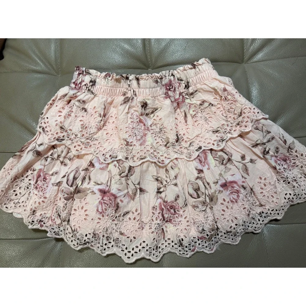 Gap x LoveShackFancy Kids Floral Eyelet Top and Skirt Set Pink Rose Size M 8-9